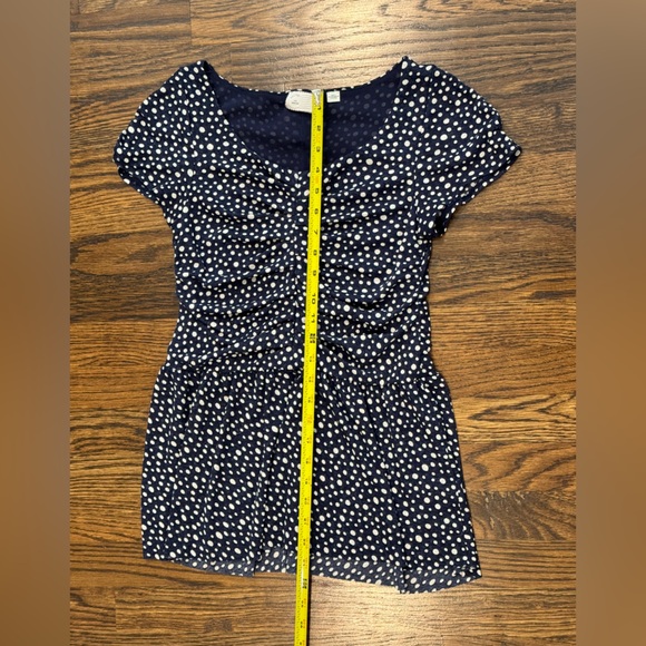 Anthropologie M Navy/Cream Polka Dot Blouse - Picture 6 of 6